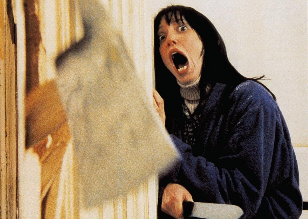 Actor Shelly Duvall screaming in the 1980 horror movie 'The Shining.'