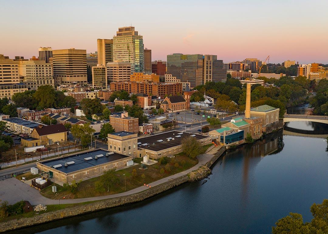 View of city skyline and river of Wilmington, Delaware.