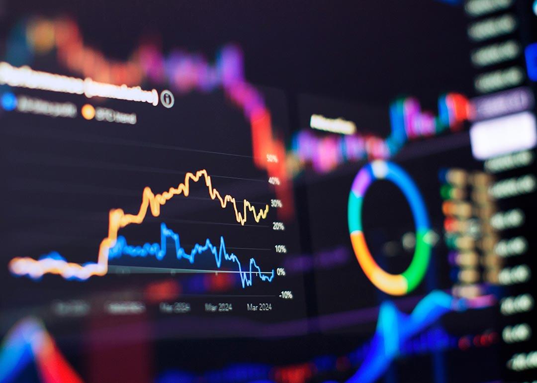 Stock market or forex trading graph and candlestick chart changing market concept.