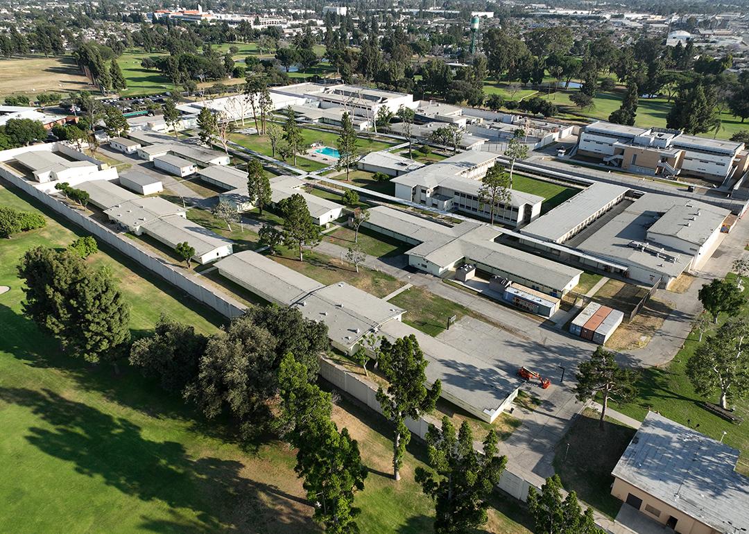 Aerial view of Los Padrinos Juvenile Hall in Downey.