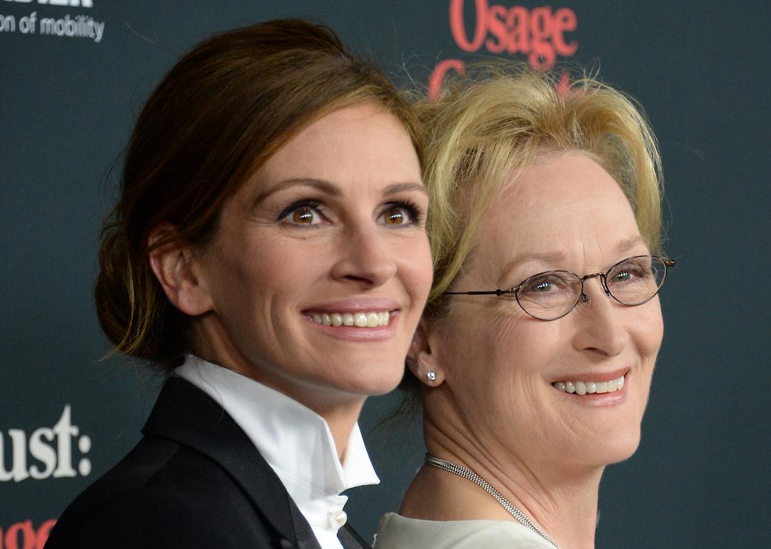 Actors Julia Roberts and Meryl Streep arrive for the premiere of 'August: Osage County.'