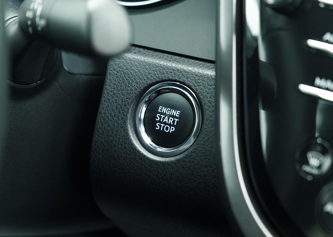 An engine start and stop button for a keyless car.