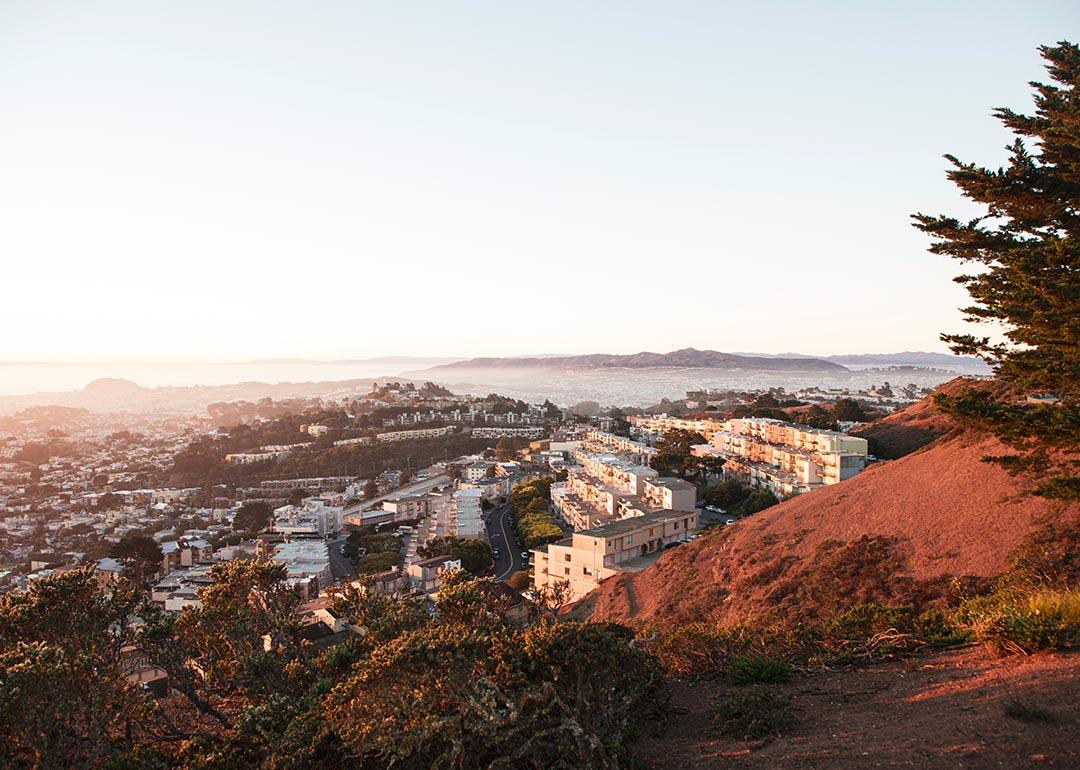 View of San Francisco coastline with ocean in the background.