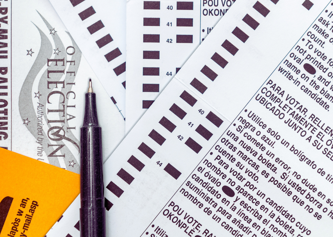 Close-up view of an unmarked ballot.