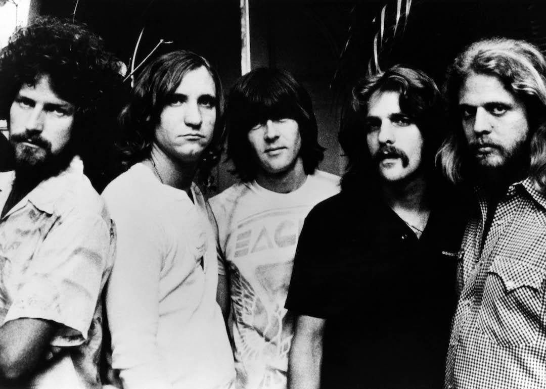 Don Henley, Joe Walsh, Randy Meisner, Glenn Frey, and Don Felder of The Eagles in 1976.