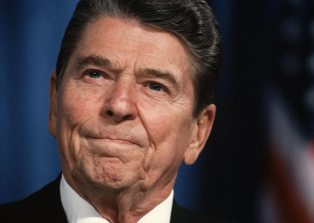 President Ronald Reagan in 1988 campaigning for Republican presidential candidate George Bush.