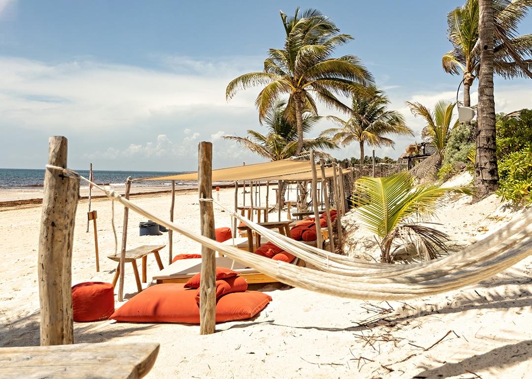 A relaxing spot in a private resort in Tulum, Mexico.