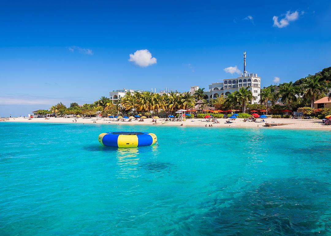 A floating ring in beachfront of the hotels in Montego Bay, Jamaica.