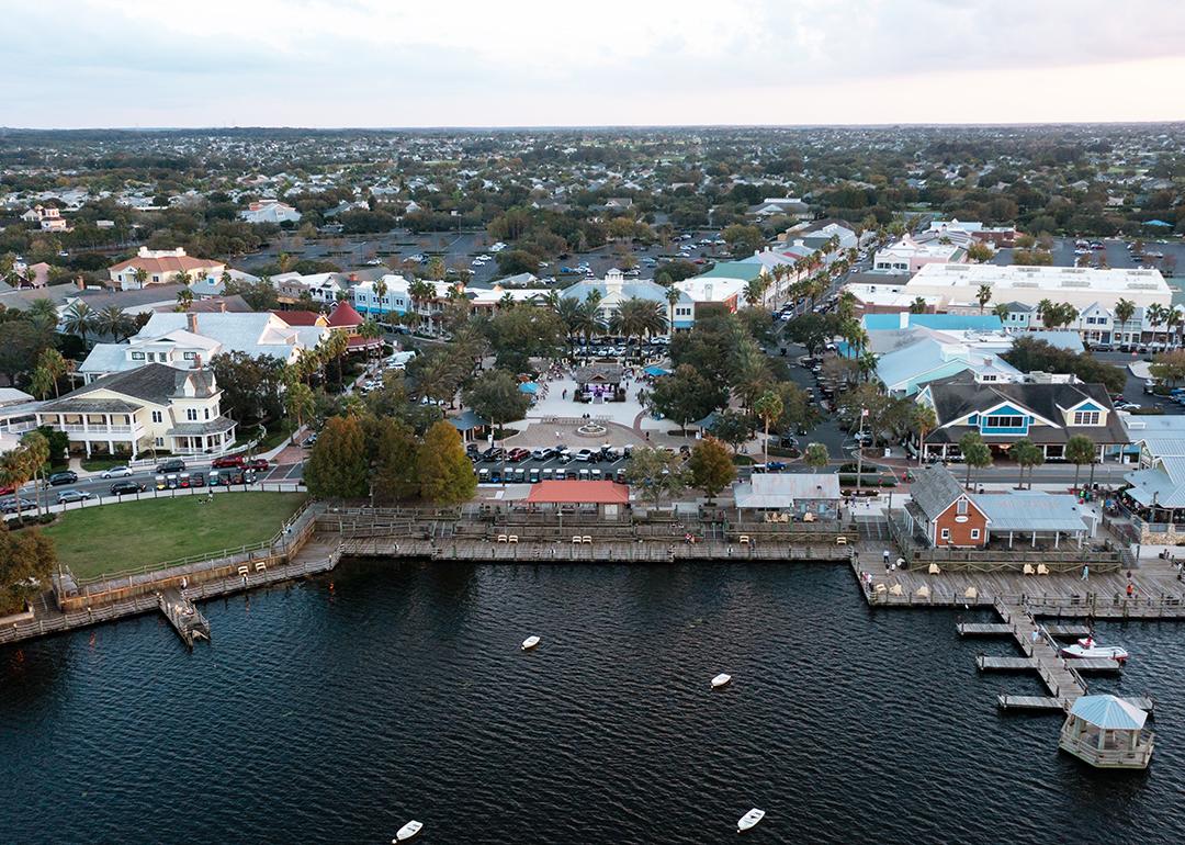 Aerial view of Lake Sumter in The Villages, Florida.