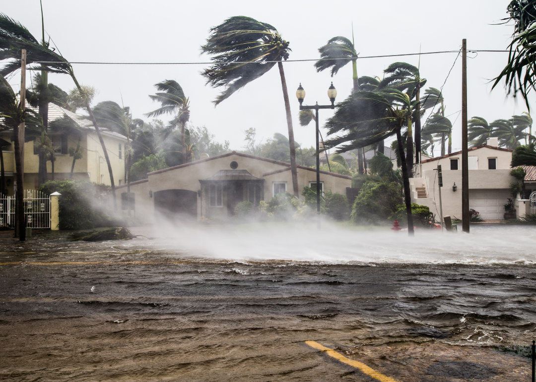 A flooded street after catastrophic Hurricane Irma hit Fort Lauderdale, FL.