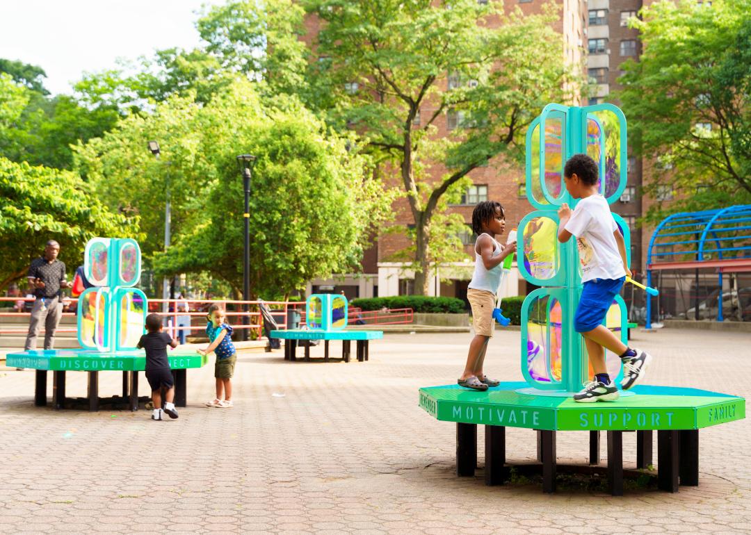 Kids on a playground.