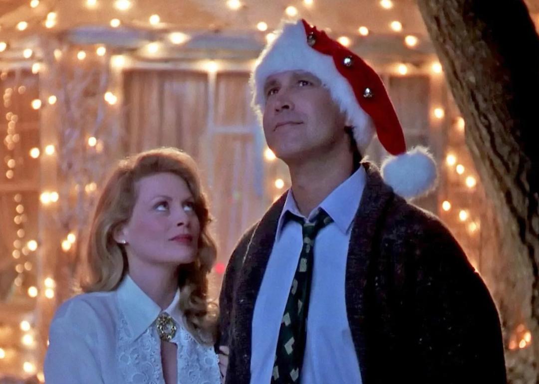 Actors Beverly D'Angelo and Chevy Chase in 'National Lampoon's Christmas Vacation.'