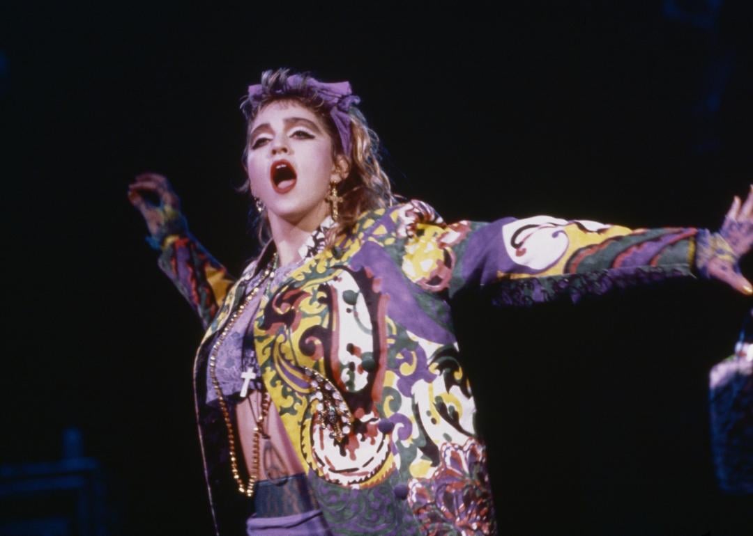 Madonna performing live in 1985.