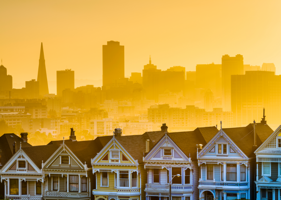 San Francisco skyline covered in fog