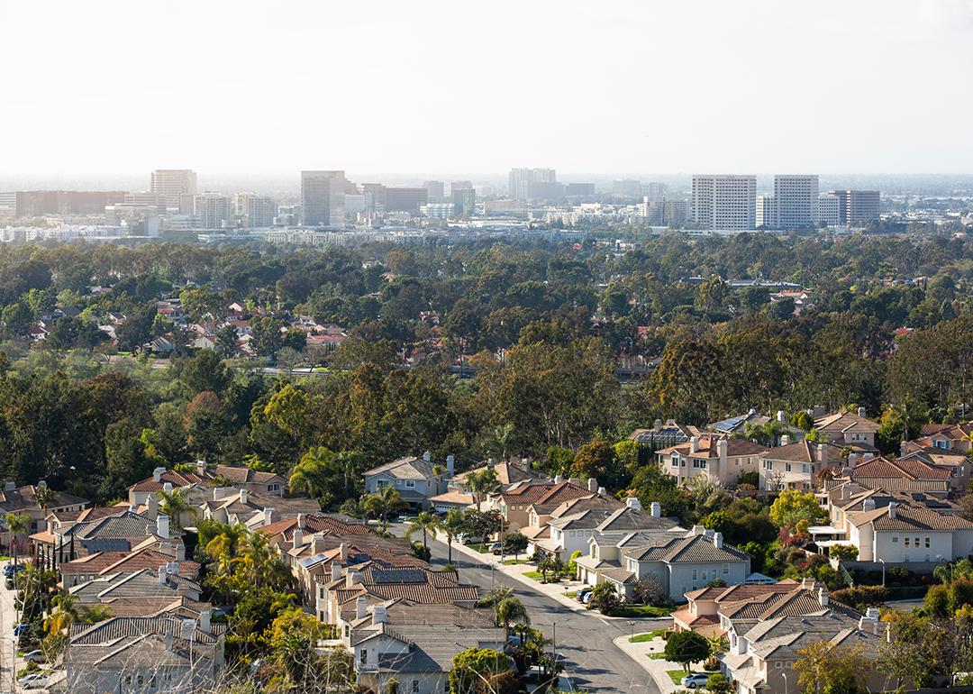 A skyline view of a suburban neighborhood in Irvine, California.