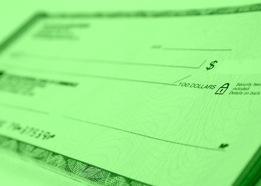 A closeup view on a bank check.