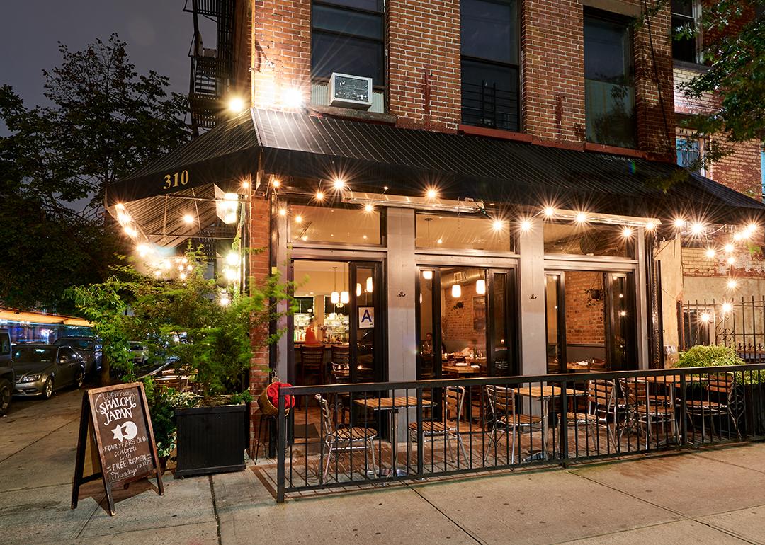 Exterior of the Shalom Japan restaurant in Brooklyn, NY.