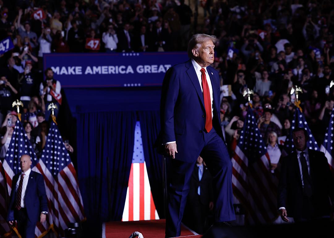 Trump at a campaign rally at McCamish Pavilion on October 28, 2024 in Atlanta, Georgia. 