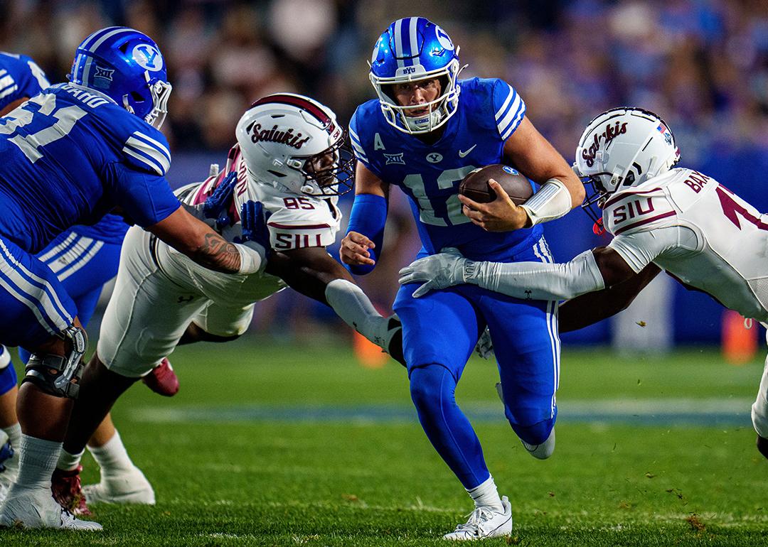 Brigham Young Cougars quarterback Jake Retzlaff (12) as in a game against Southern Illinois.