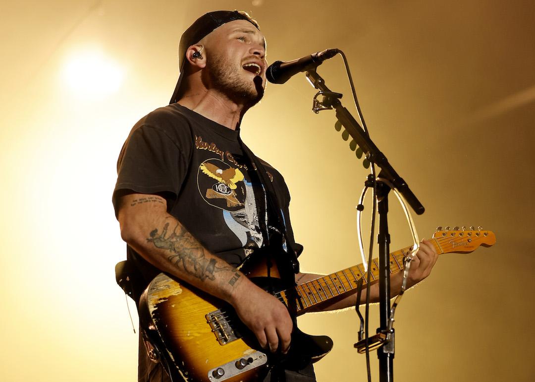 Zach Bryan performs onstage at the Pilgrimage Music & Cultural Festival on Sept 24, 2023 in Franklin, Tennessee.