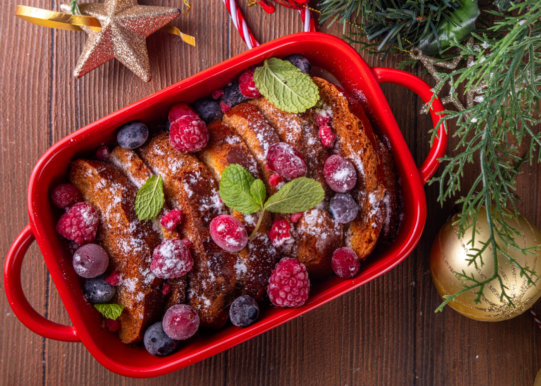 A casserole of a Holiday French Toast.