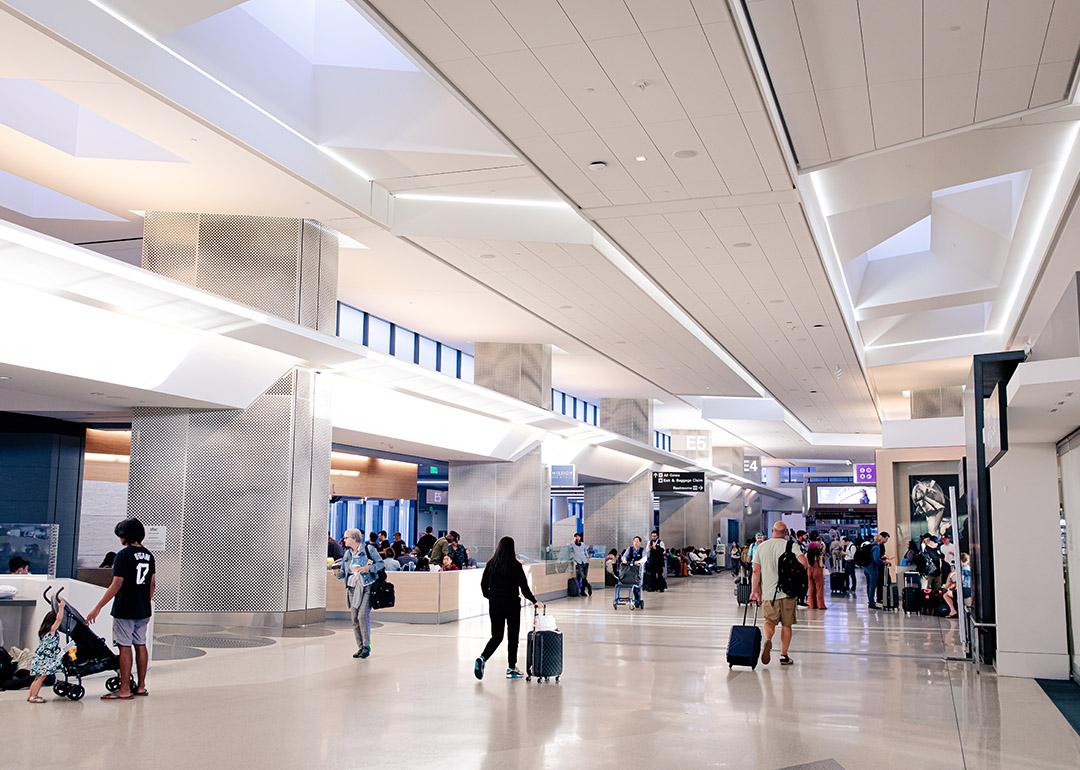 Inside the terminal of San Francisco International Airport.