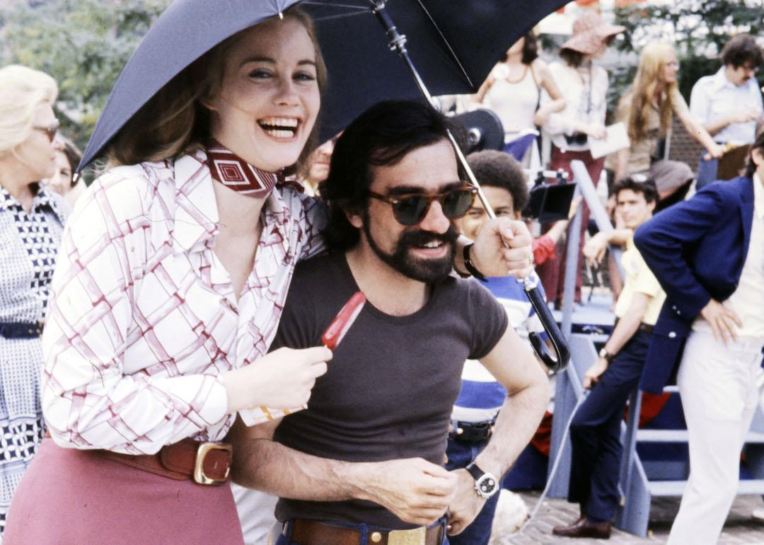 Actor Cybill Shepherd and director Martin Scorsese on the set of 'Taxi Driver' on July 15, 1975, in New York City.