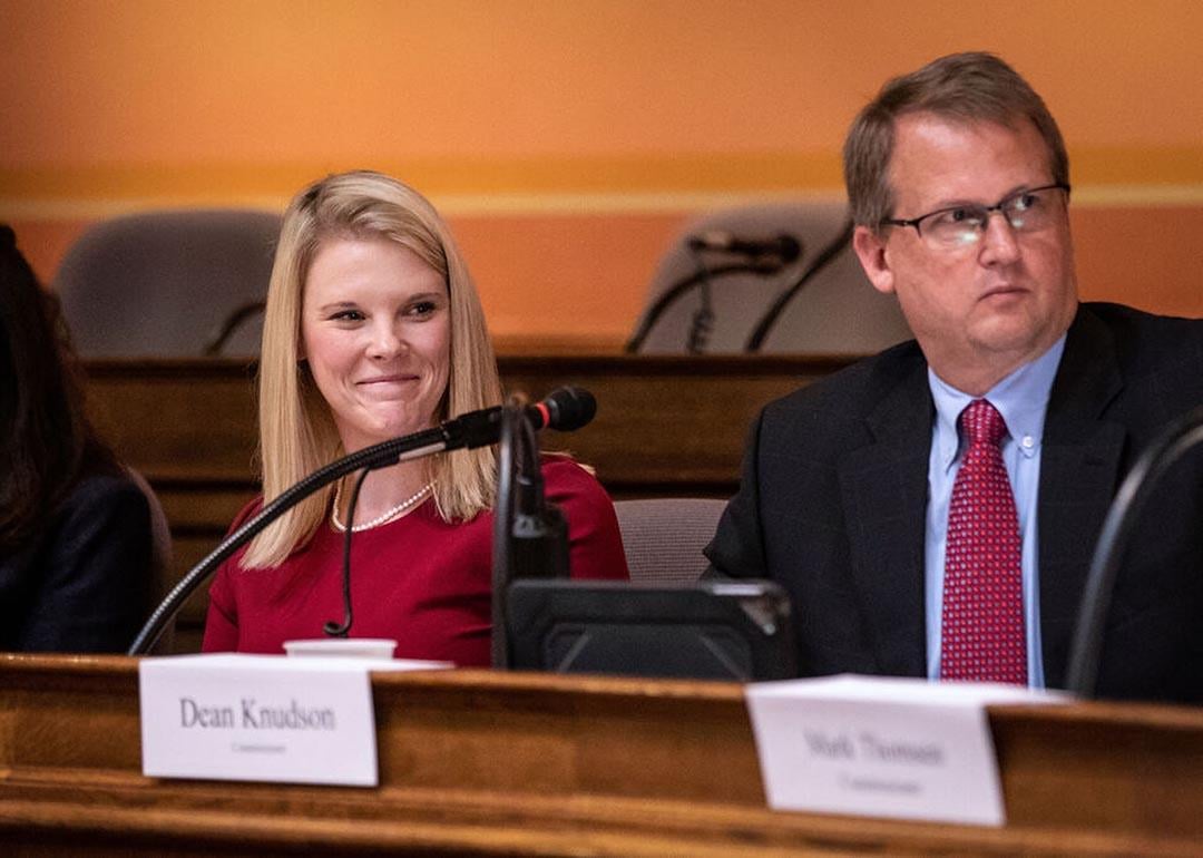 Wisconsin Elections Commission Administrator Meagan Wolfe, left, during a Elections Commissions meeting.