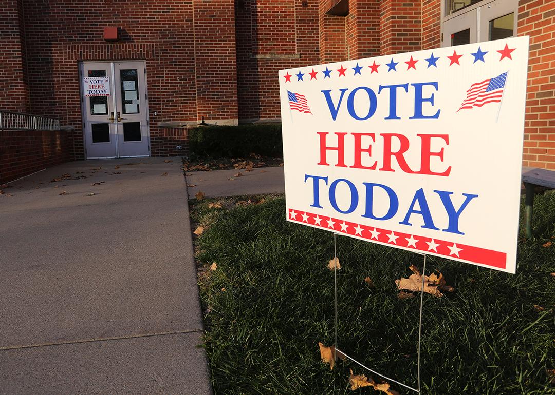 A vote here today signage during election day. 77 officials were recalled during the 2024 elections.