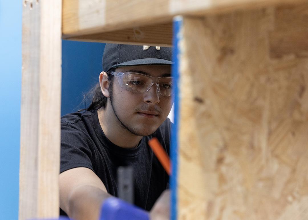 Lucian O’Donnell at the nonprofit MiSide's GED prep and carpentry training program.