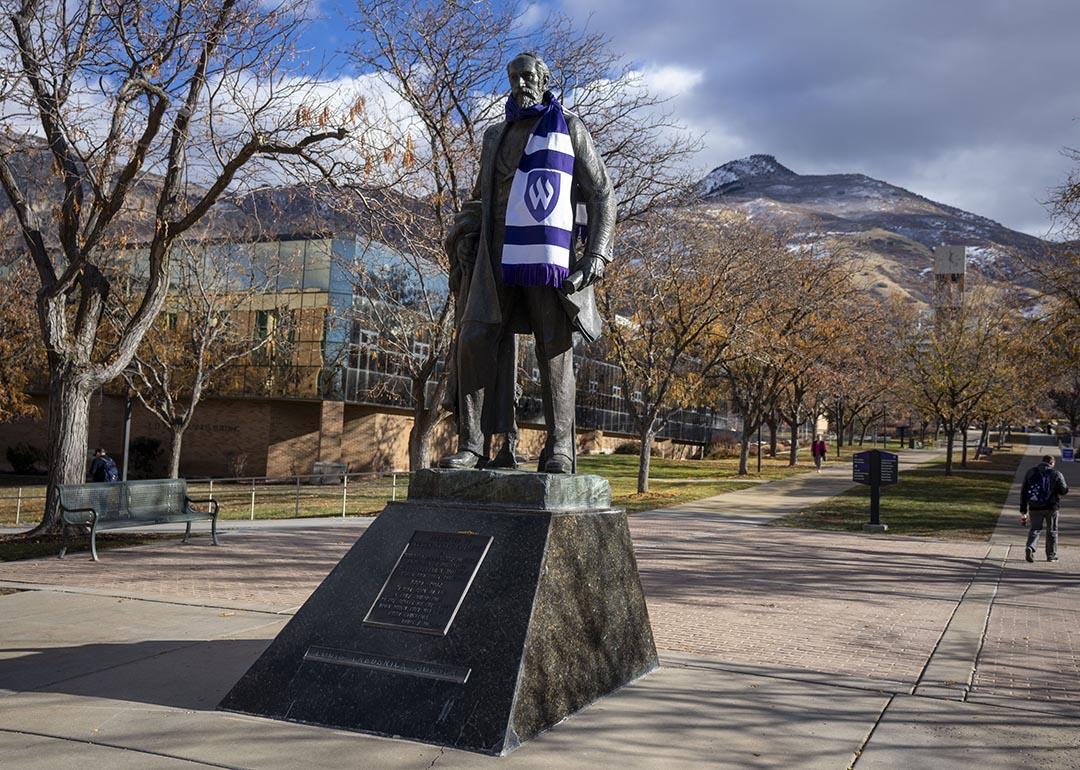 The Louis Frederick Moench statue at Weber State University.