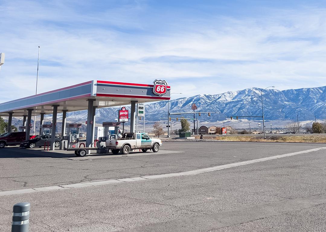 A Phillips 66 gas station lot in Beaver, Utah.