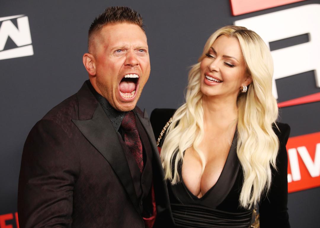 The Miz and Maryse Ouelett at the Netflix's LA Premiere of WWE Monday Night RAW at Intuit Dome on Jan. 6, 2025 in Inglewood, California.