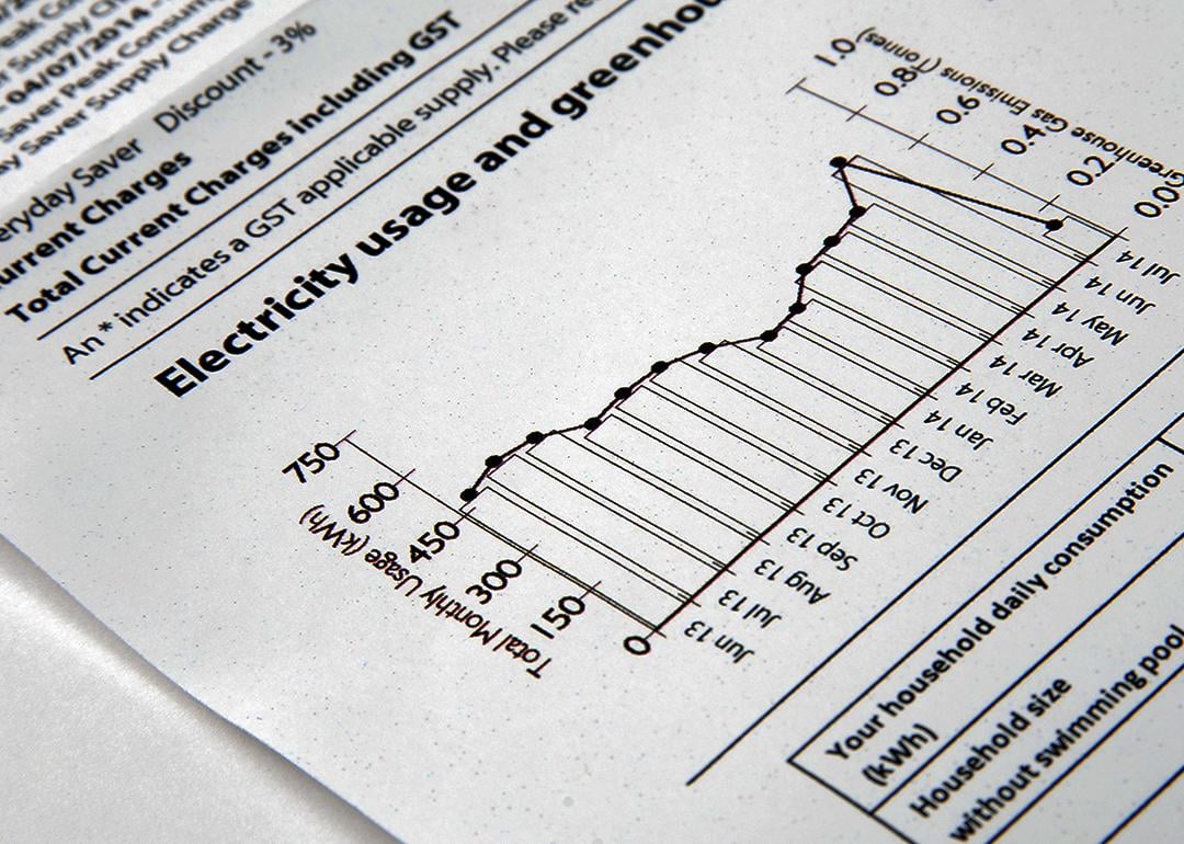 A closer view of the graphs and data in an electricity bill document.