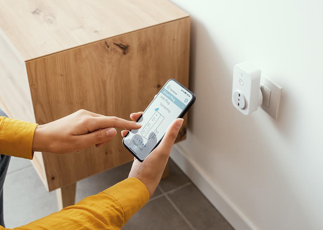 A smartphone app and a smart plug that allows homes to track and monitor electricity.,