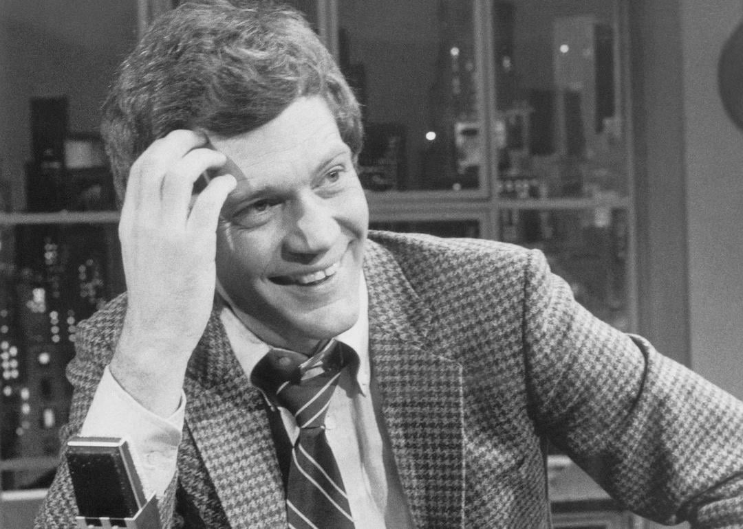 David Letterman hosting 'Late Night with David Letterman' in 1982.