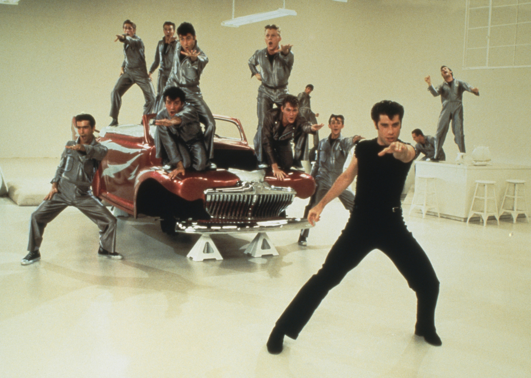 John Travolta in the 'Greased Lightning' scene from the film, 'Grease', 1978.