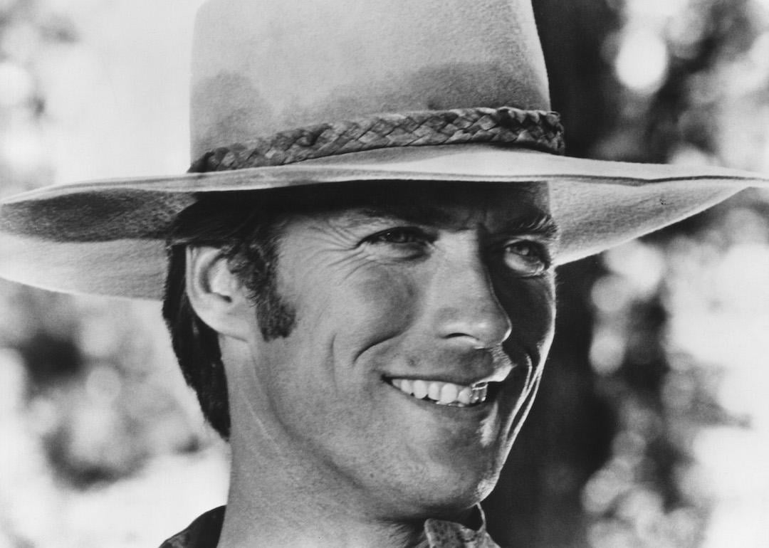 Actor Clint Eastwood smiling in the 1969 movie 'Paint Your Wagon.'