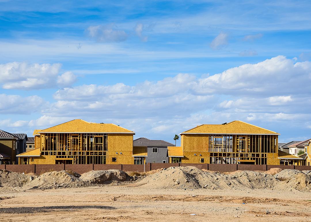 New single-family homes under construction in Phoenix, AZ.