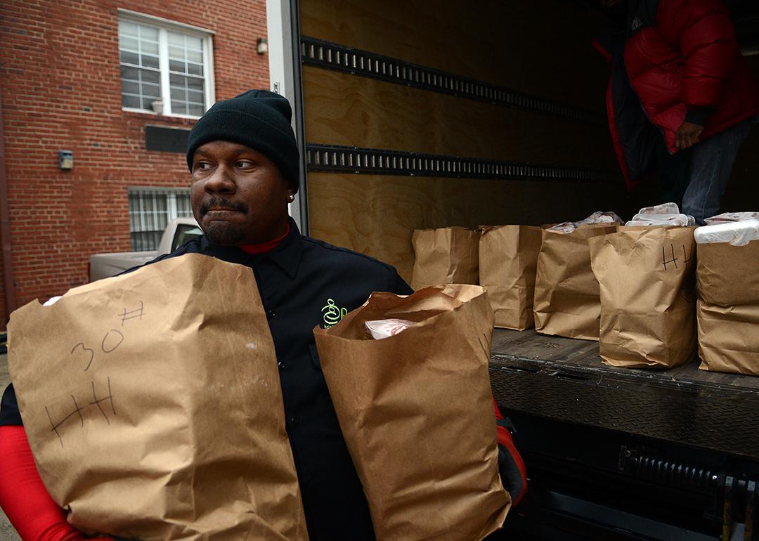 Deer meat being unloaded for food banks in DC.