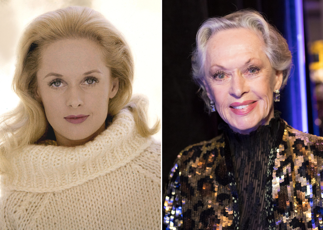 Tippi Hedren in 1964 (left) and in 2017 (right).