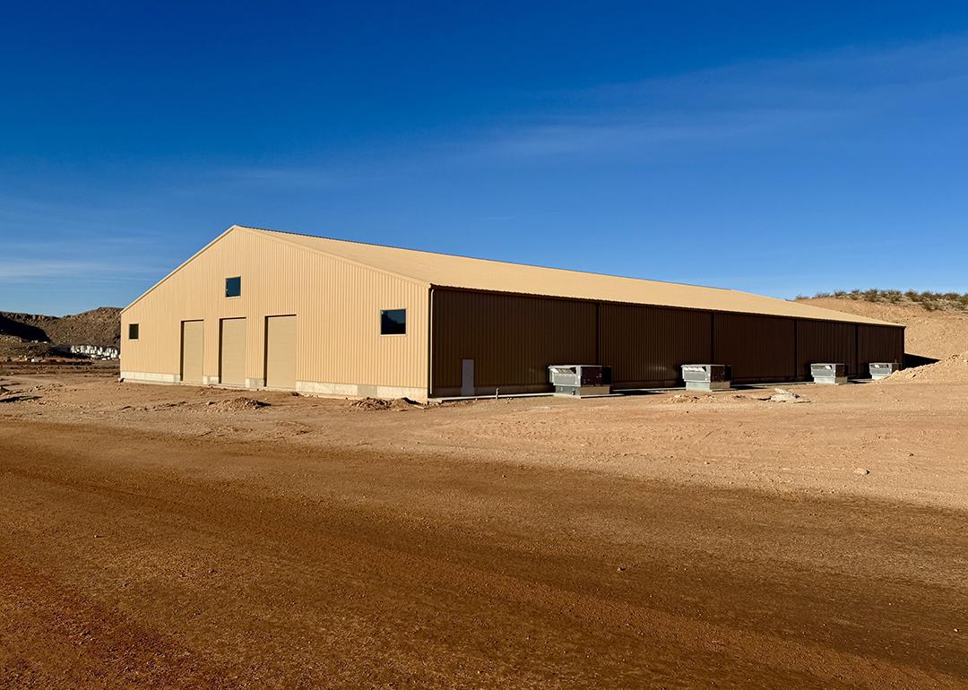 Kevin Costner's 39,000-square-foot multipurpose building, dubbed "the Barn," near St. George Regional Airport.