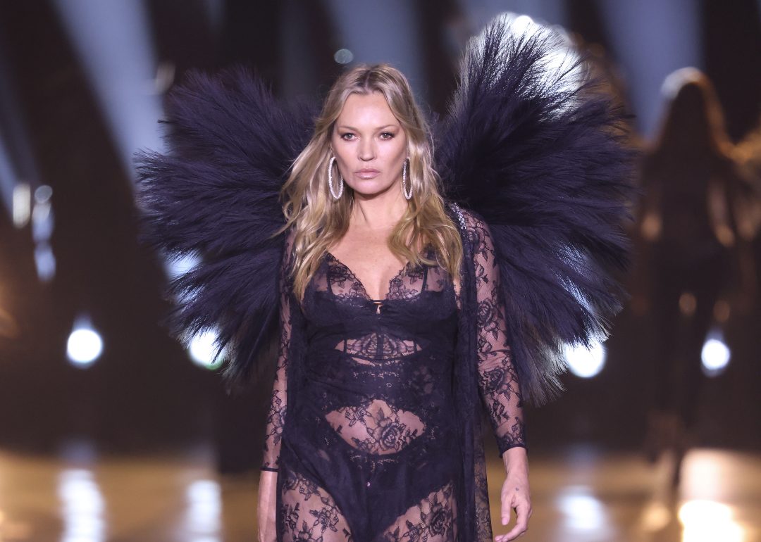 Kate Moss on the runway at the Victoria's Secret Fashion Show, October 2024. 