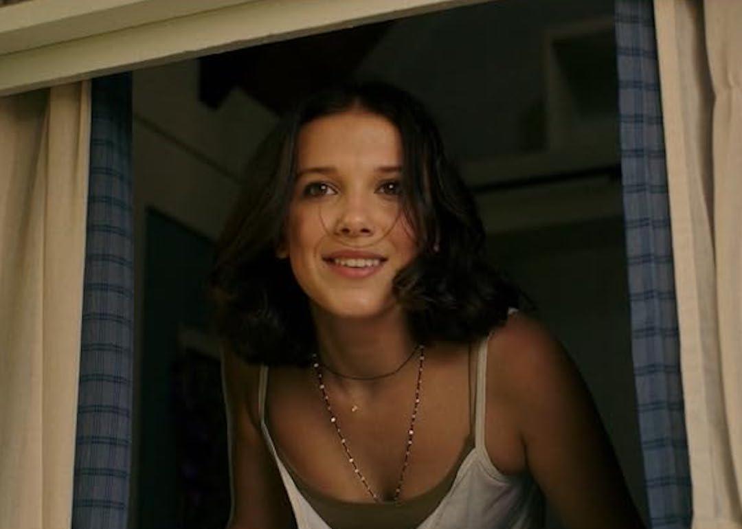 Millie Bobby Brown as Madison Russell in the movie 'Godzilla v. Kong,' which is leaving Netflix in March 2025.