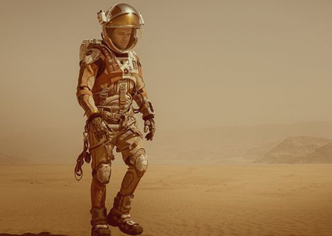 Matt Damon in a space suit in a scene from 'The Martian'