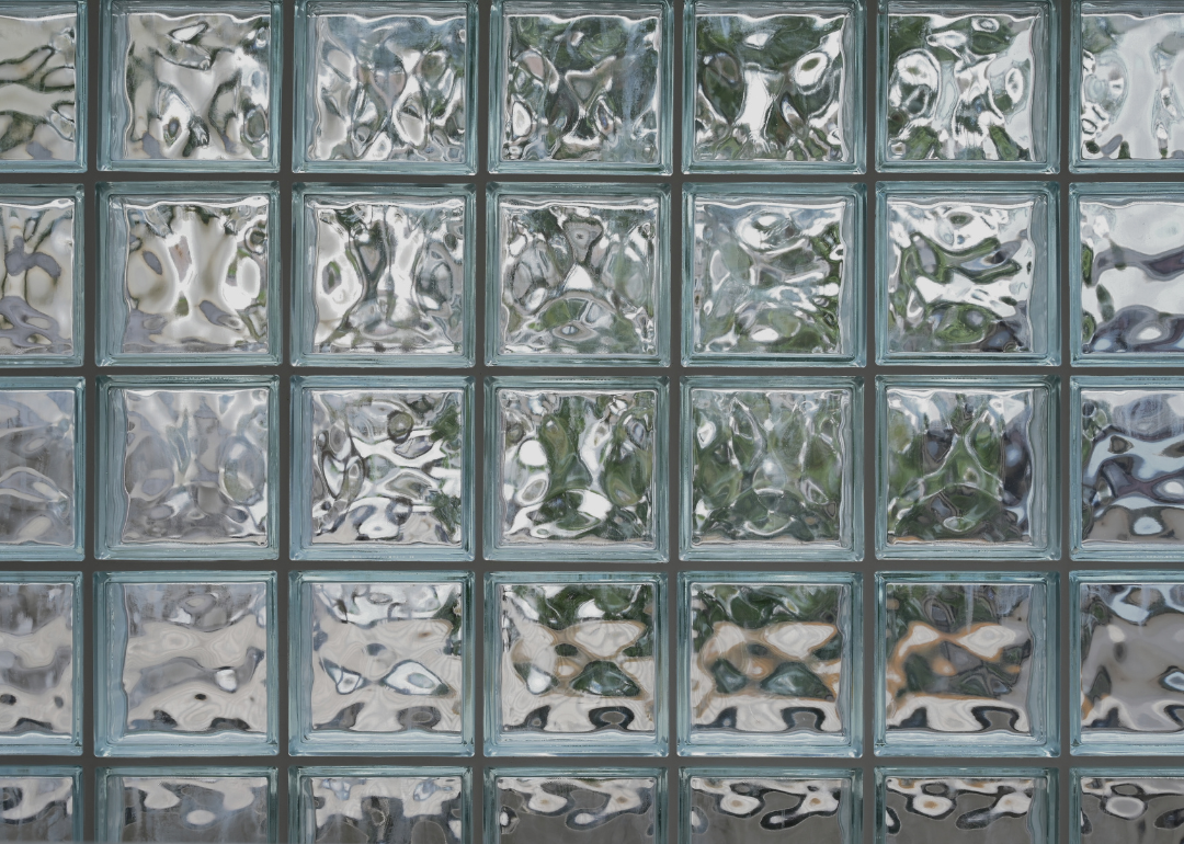 A wall of glass blocks that distorts and blurs what is on the other side.