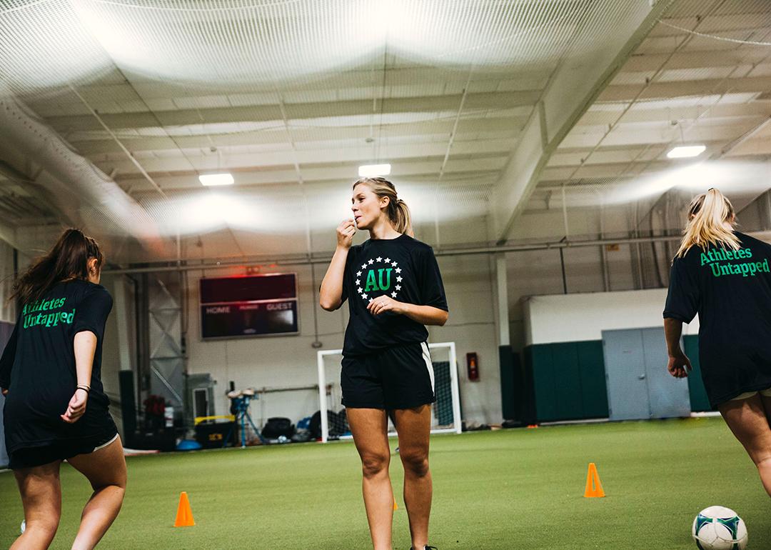 A youth soccer private coaching session.