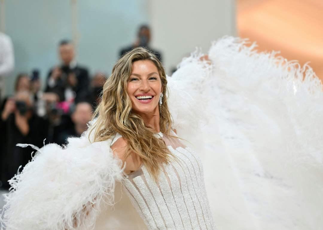 Model Gisele Bundchen arrives at the 2023 Met Gala in New York.