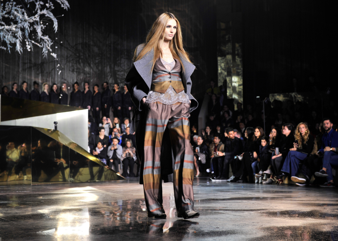 Andreja Pejic walking the ramp at Paris Fashion Week, 2016