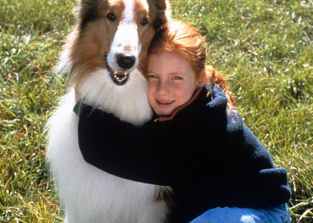 Brittany Boyd holds Lassie in a scene from the film "Lassie."